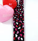 Fabric Lanyard with Valentine Hearts Black Red Pink
