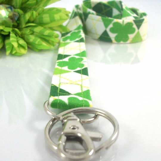 Fabric Lanyard in Lucky Irish Shamrocks