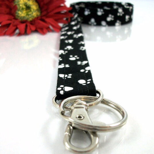 Paw Prints Fabric Lanyard ID Badge Holder