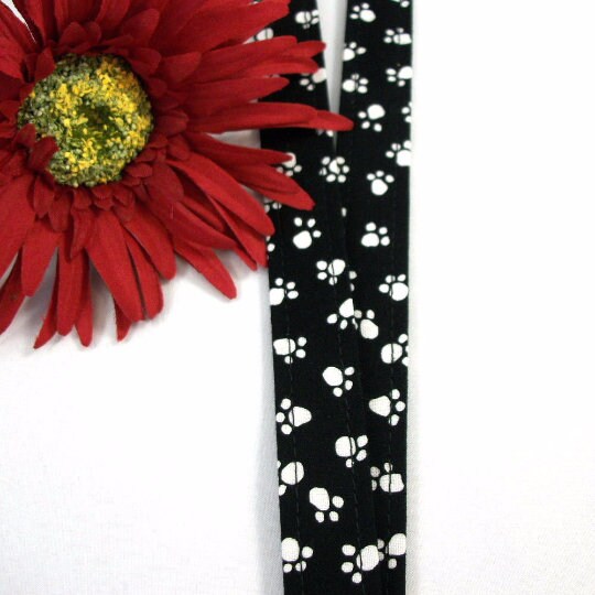 Paw Prints Fabric Lanyard ID Badge Holder