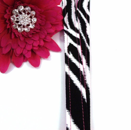 Hot Pink and Zebra Fabric Lanyard