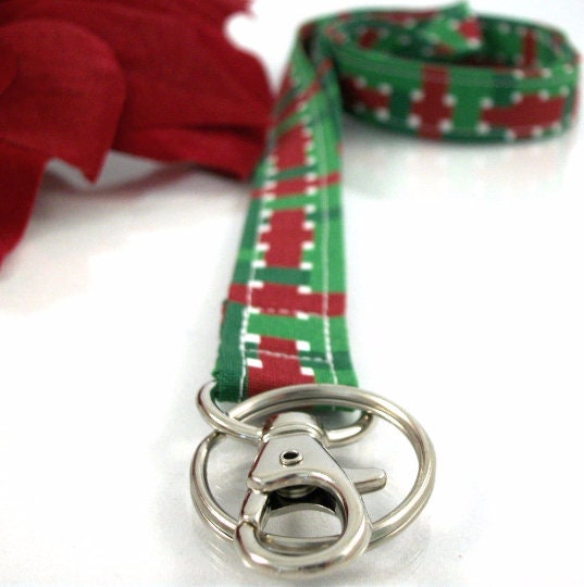 Red and Green Braid Christmas Lanyard