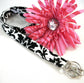 Fabric Lanyard ID Badge in Damask Black White
