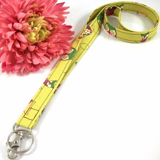 Fabric Owl Lanyard Green