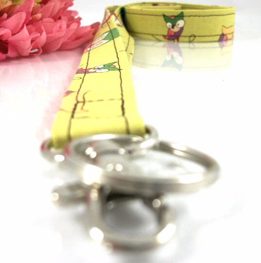 Fabric Owl Lanyard Green