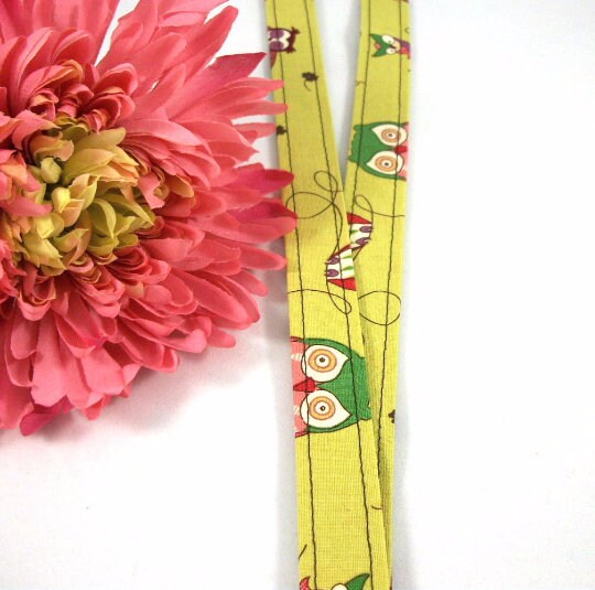 Fabric Owl Lanyard Green