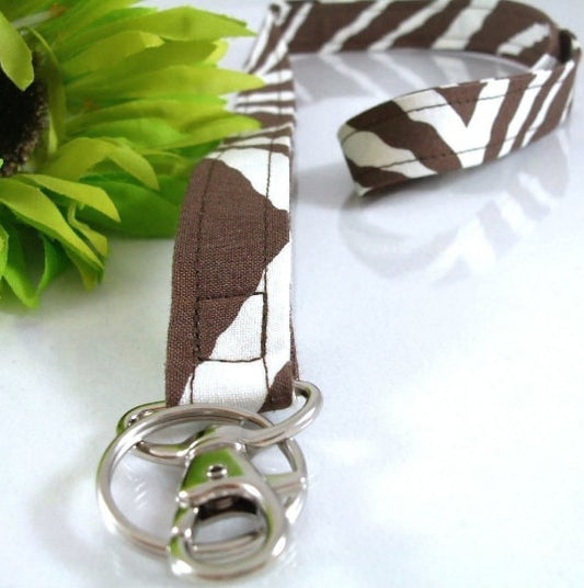 Stripe Zebra Keychain Lanyard