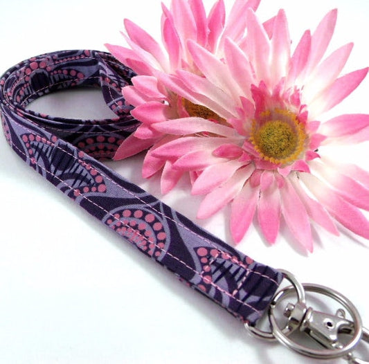 Purple Lanyard for Badge, Boho Lanyard, Lanyard Teacher, Fabric Lanyard, Floral Lanyard, New Teacher Gift, Nurse Life, Lanyard for keys