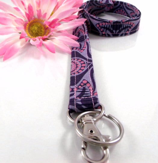 Purple Lanyard for Badge, Boho Lanyard, Lanyard Teacher, Fabric Lanyard, Floral Lanyard, New Teacher Gift, Nurse Life, Lanyard for keys
