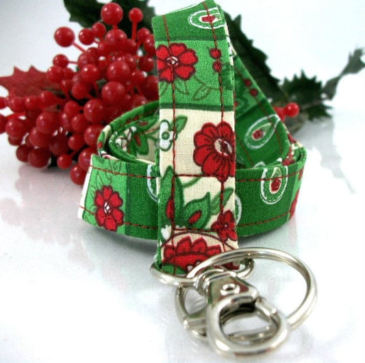 Christmas Lanyard in Floral Paisley