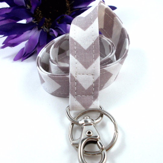 Chevron Lanyard Grey and White