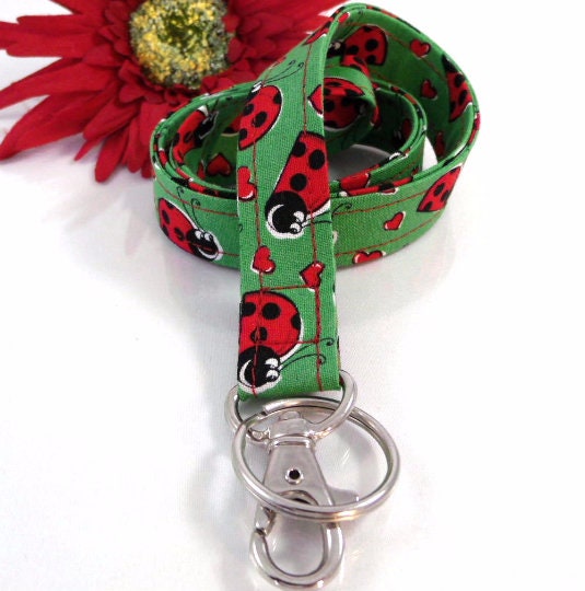 Cute LadyBug Green Lanyard