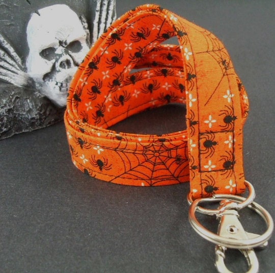 Halloween Lanyard with Spiders Webs, Spider Lanyard, Popular Right Now, Teacher Lanyard, Lanyard for Badge, Halloween Accessories, Spooky