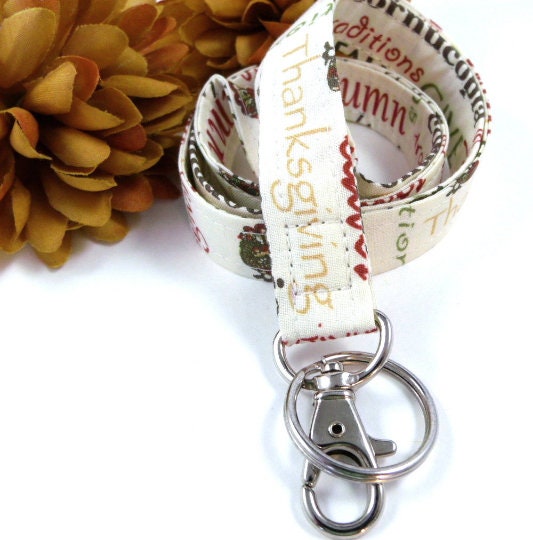 Thanksgiving Lanyard ID Badge Holder with Turkey