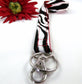Black and White Zebra Stripes Fabric Lanyard Red