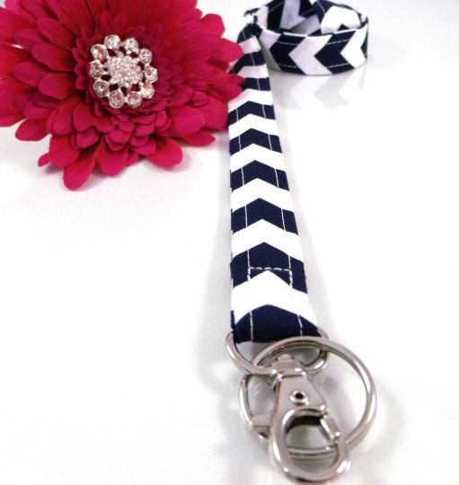 Chevron Lanyard Navy and White