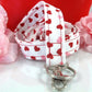 Fabric Lanyard with Valentines Day Hearts Red Pink
