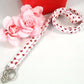 Fabric Lanyard with Valentines Day Hearts Red Pink