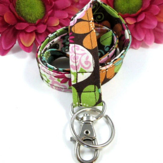 Brown Floral Lanyard