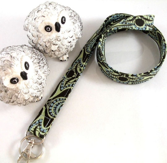 Expresso Blue Peacocks Lanyard