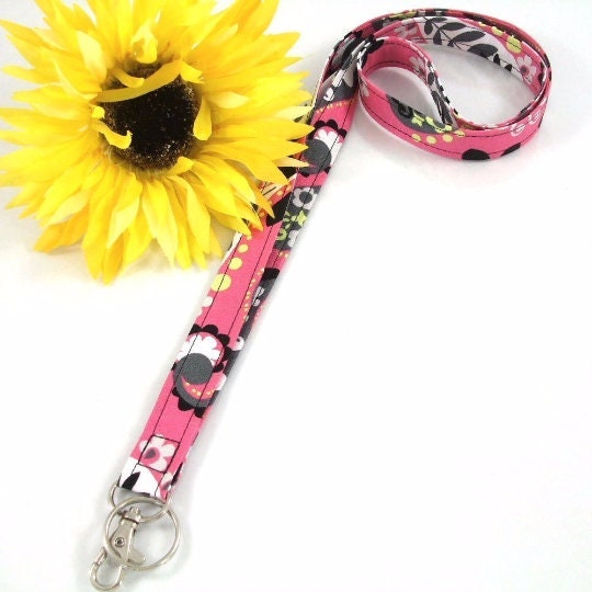 Pink Lanyard for Badge, Boho Lanyard, Lanyard Teacher, Fabric Lanyard, Floral Lanyard, New Teacher Gift, Nurse Life, Lanyard for keys