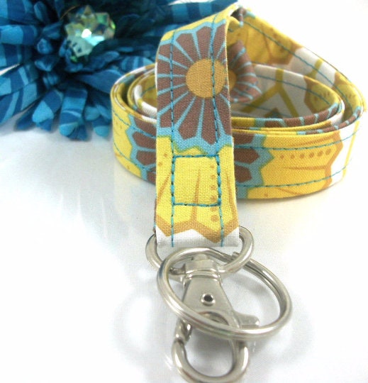 Floral Fabric Lanyard ID Badge Holder