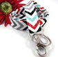 Red Grey Aqua Chevron Lanyard