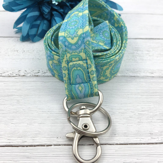 Aqua Floral Lanyards For Women Gift for Teachers, Nurses