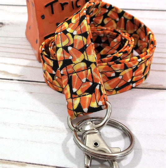 Handmade Candy Corn Lanyard | Popular Right Now | Teacher Lanyard | Badge Holder | Lanyards | ID Holder | ID Badge Holder | Fall Lanyard
