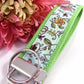 Floral Ribbon Key Fob in Aqua Lime