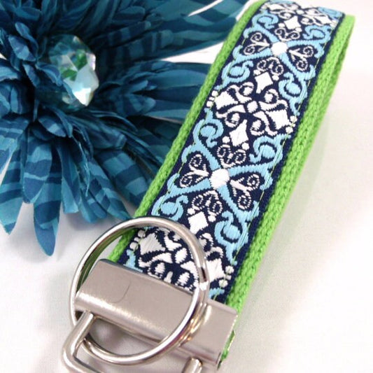 Handmade Jacquard Ribbon Keychain, College Graduation Gift for her, I Miss You Gift, Mom Gift from Son