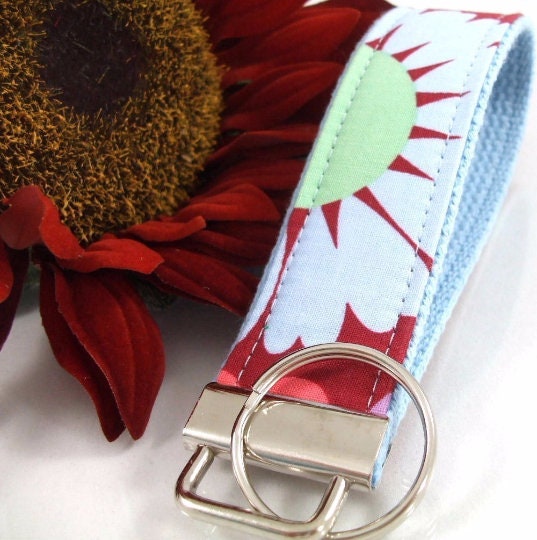 Amy Butler Key Fob LOVE Wine Blue Mint