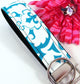 Damask Key Fob in Aqua