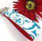 Damask Key Fob in Turquoise and Red