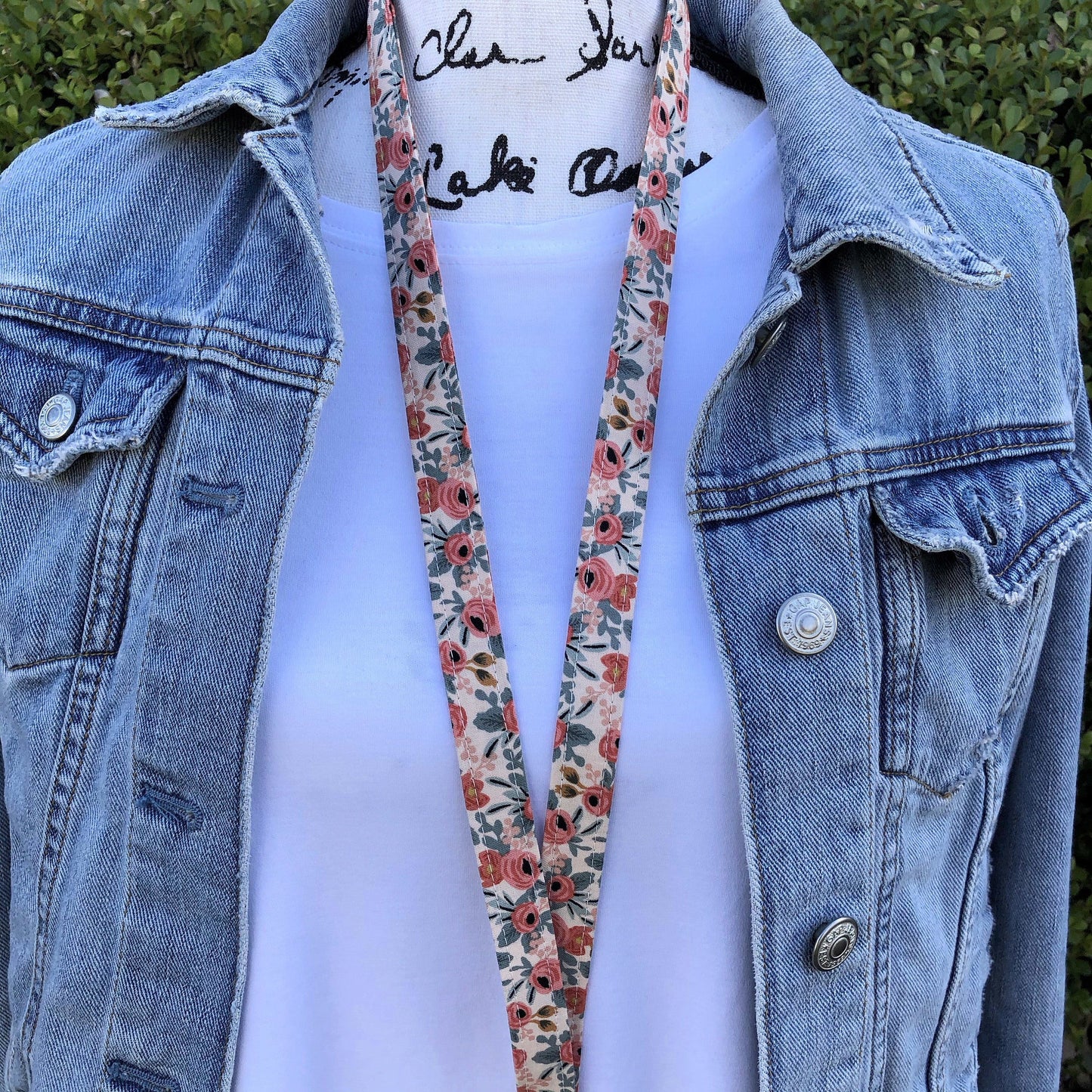 Rifle Paper Co Rosa Lanyard | Fabric Lanyard | Badge ID Holder | Name Tag Lanyard | Keychain | Lanyard for Keys | Floral Key Holder