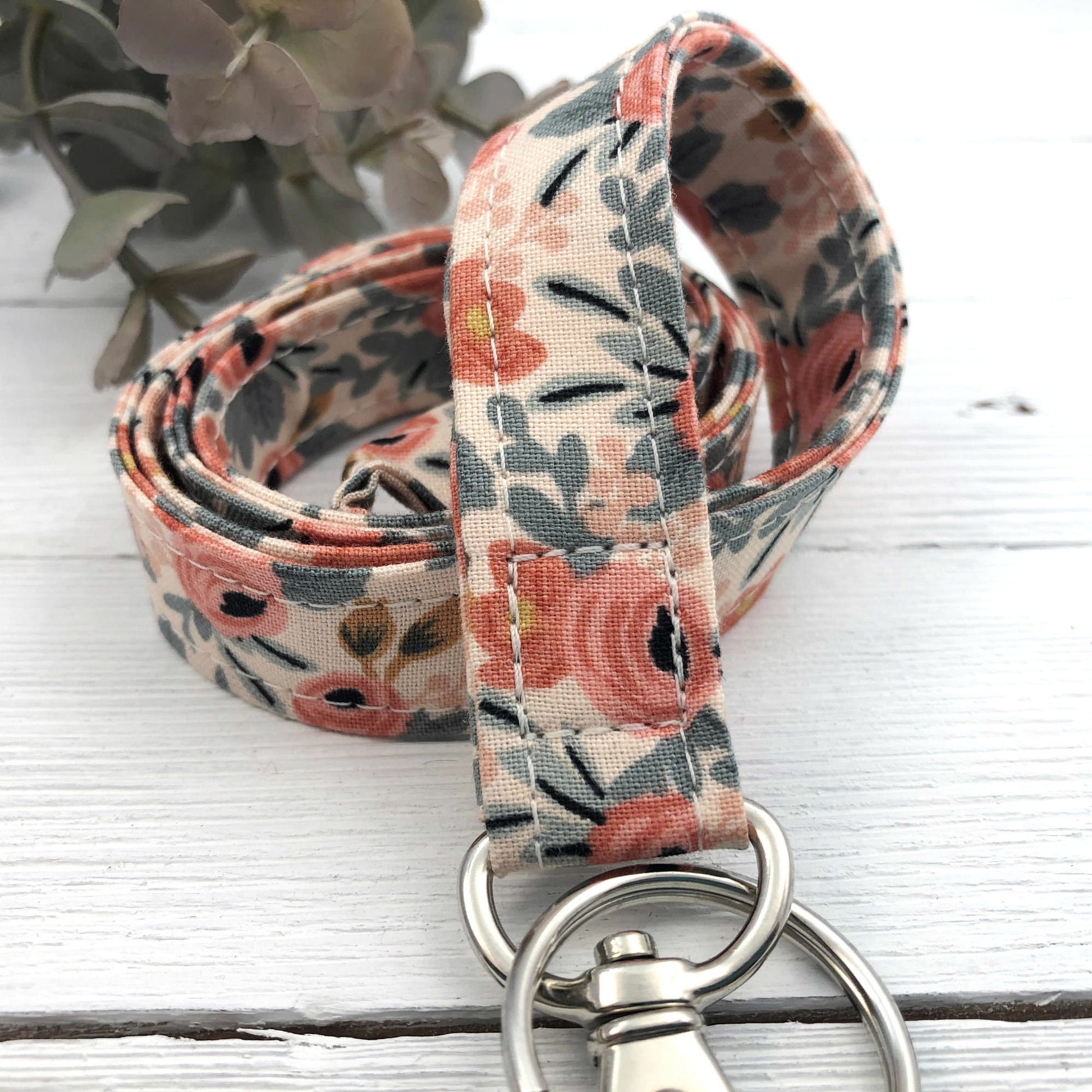 Rifle Paper Co Rosa Lanyard | Fabric Lanyard | Badge ID Holder | Name Tag Lanyard | Keychain | Lanyard for Keys | Floral Key Holder