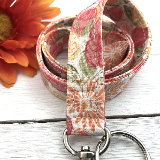 Lanyard Necklace | Fabric Lanyard | Badge ID Holder | Name Tag Lanyard | Keychain | Lanyard for Keys | Floral Key Holder