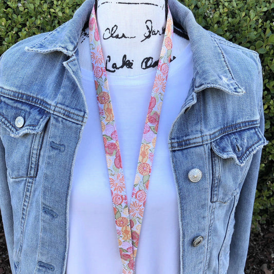 Lanyard Necklace | Fabric Lanyard | Badge ID Holder | Name Tag Lanyard | Keychain | Lanyard for Keys | Floral Key Holder