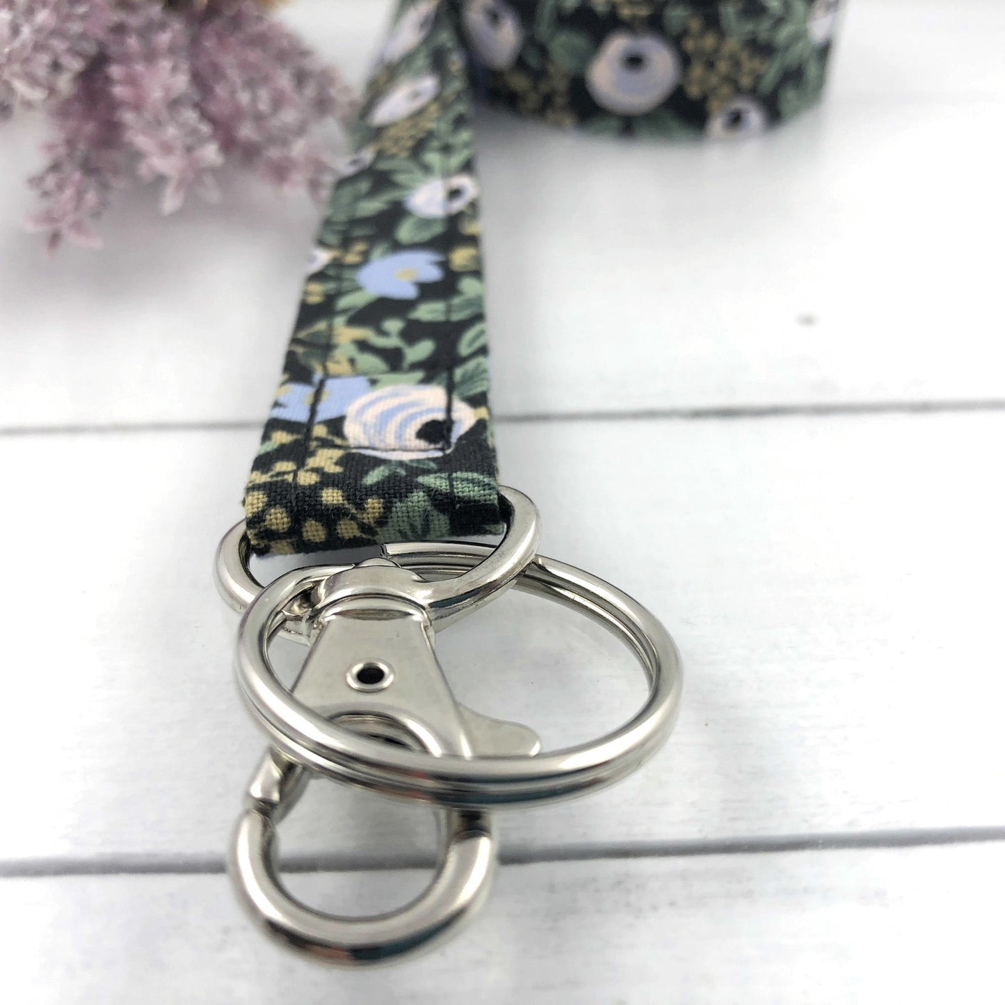 Rifle Paper Co Rosa Lanyard | Fabric Lanyard | Badge ID Holder | Name Tag Lanyard | Keychain | Lanyard for Keys | Floral Key Holder