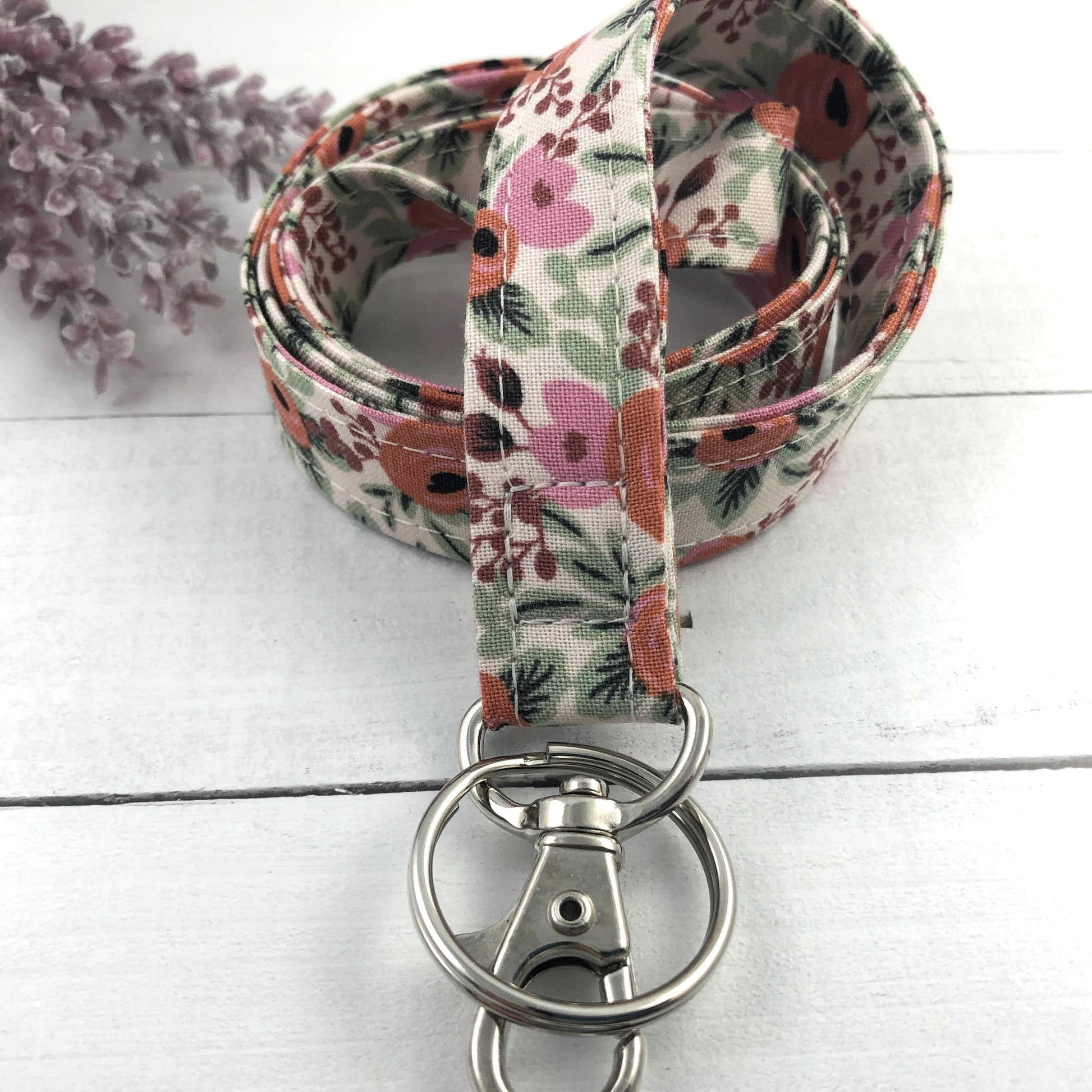 Rifle Paper Co Rosa Lanyard | Fabric Lanyard | Badge ID Holder | Name Tag Lanyard | Keychain | Lanyard for Keys | Floral Key Holder