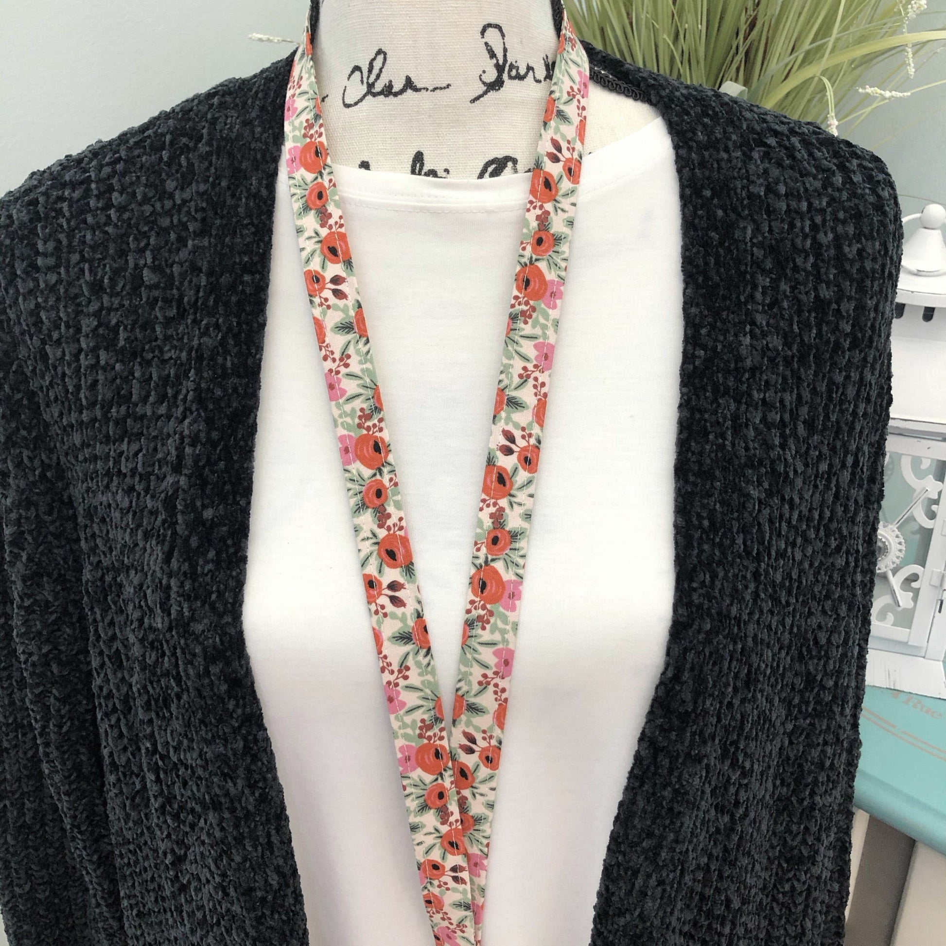 Rifle Paper Co Rosa Lanyard | Fabric Lanyard | Badge ID Holder | Name Tag Lanyard | Keychain | Lanyard for Keys | Floral Key Holder