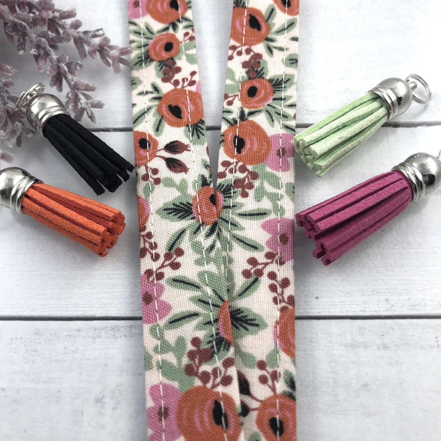 Rifle Paper Co Rosa Lanyard | Fabric Lanyard | Badge ID Holder | Name Tag Lanyard | Keychain | Lanyard for Keys | Floral Key Holder