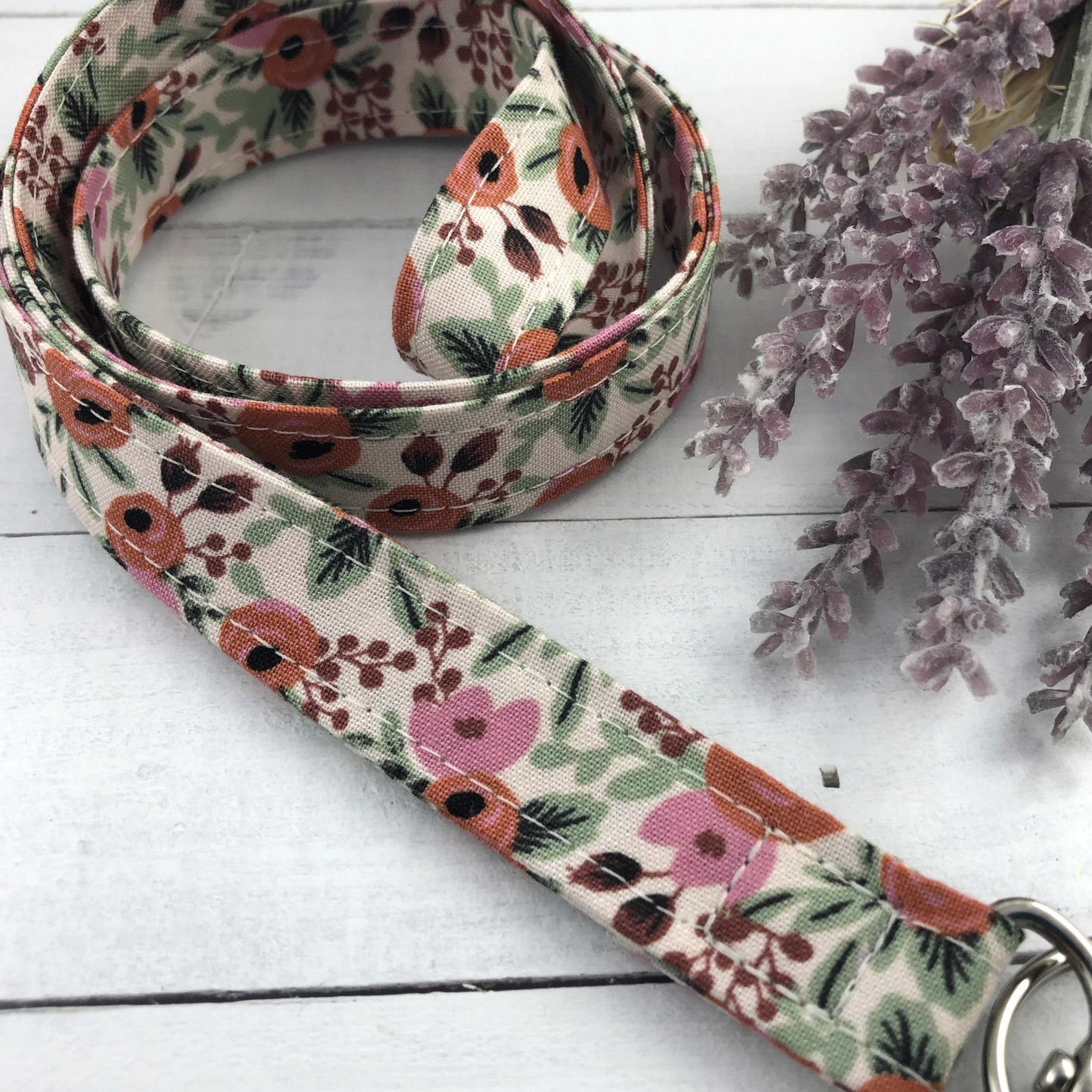 Rifle Paper Co Rosa Lanyard | Fabric Lanyard | Badge ID Holder | Name Tag Lanyard | Keychain | Lanyard for Keys | Floral Key Holder
