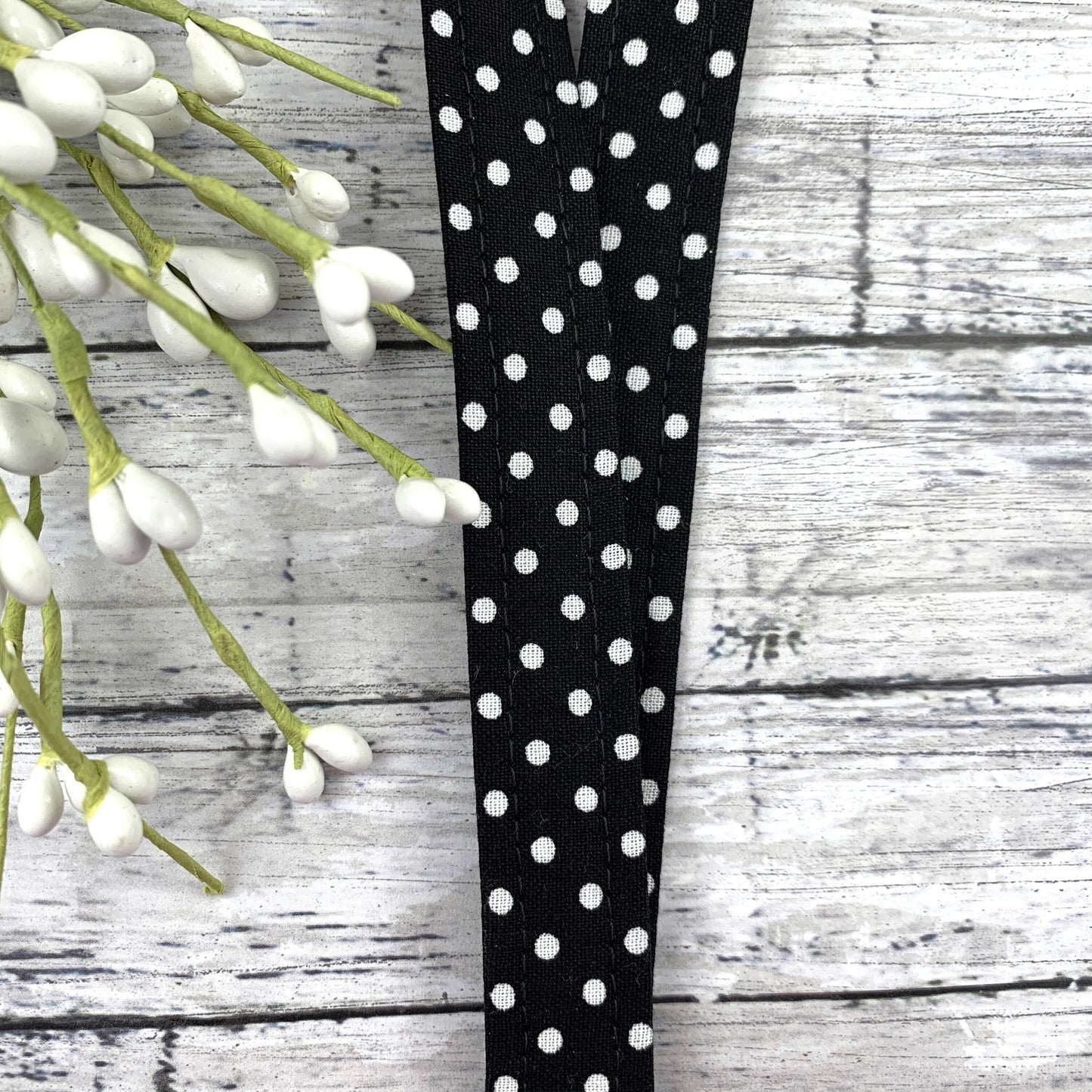 Handmade Polka Dot Lanyard, Cute Lanyard with ID holder, Popular Right Now, Teacher Lanyard with ID holder, Black Lanyard, Librarian Gifts