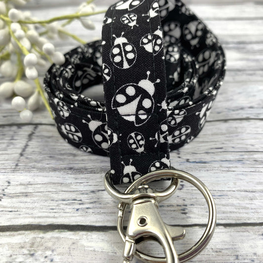 Handmade Ladybug Lanyard, Cute Lanyard with ID holder, Popular Right Now, Teacher Lanyard with ID holder, Black Lanyard, Ladybug Gifts