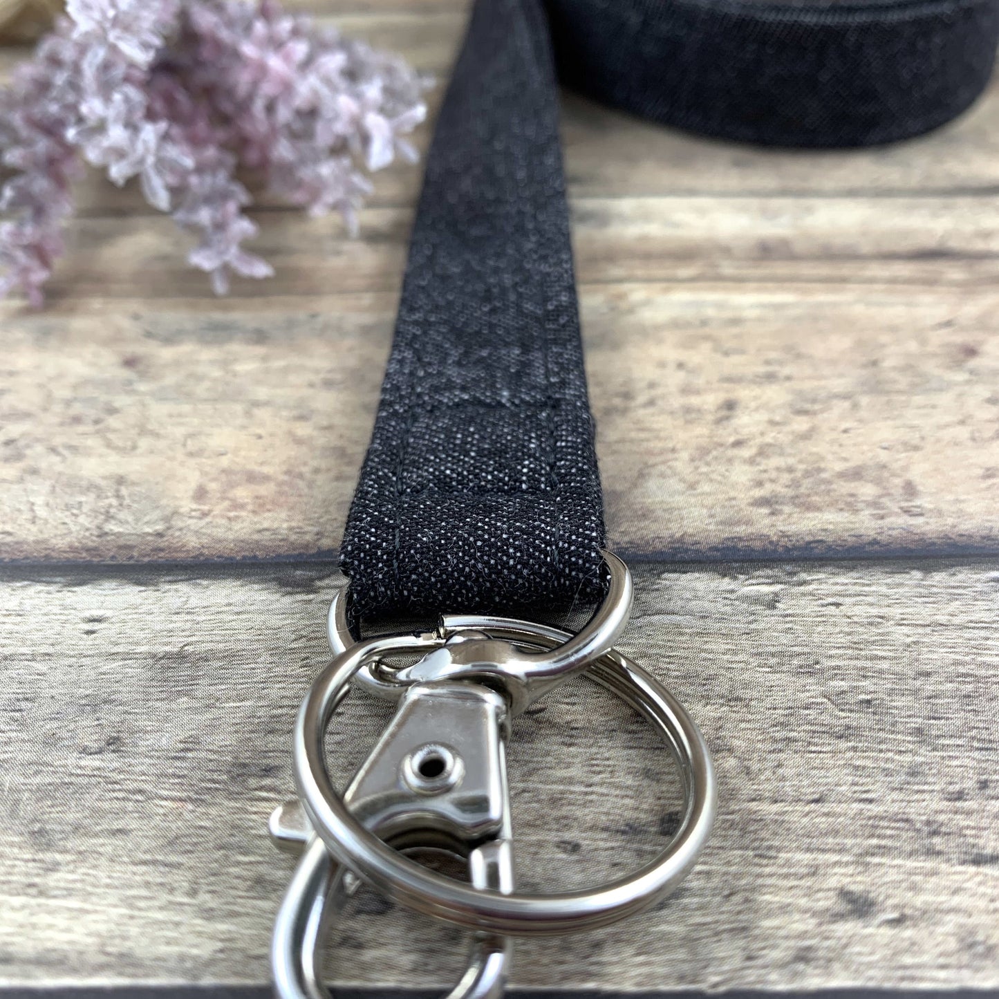 Handmade Denim Lanyard, Black Denim, Popular Right Now, Teacher Lanyard with ID holder, Black Lanyard, Librarian Gifts, Lanyard for Men