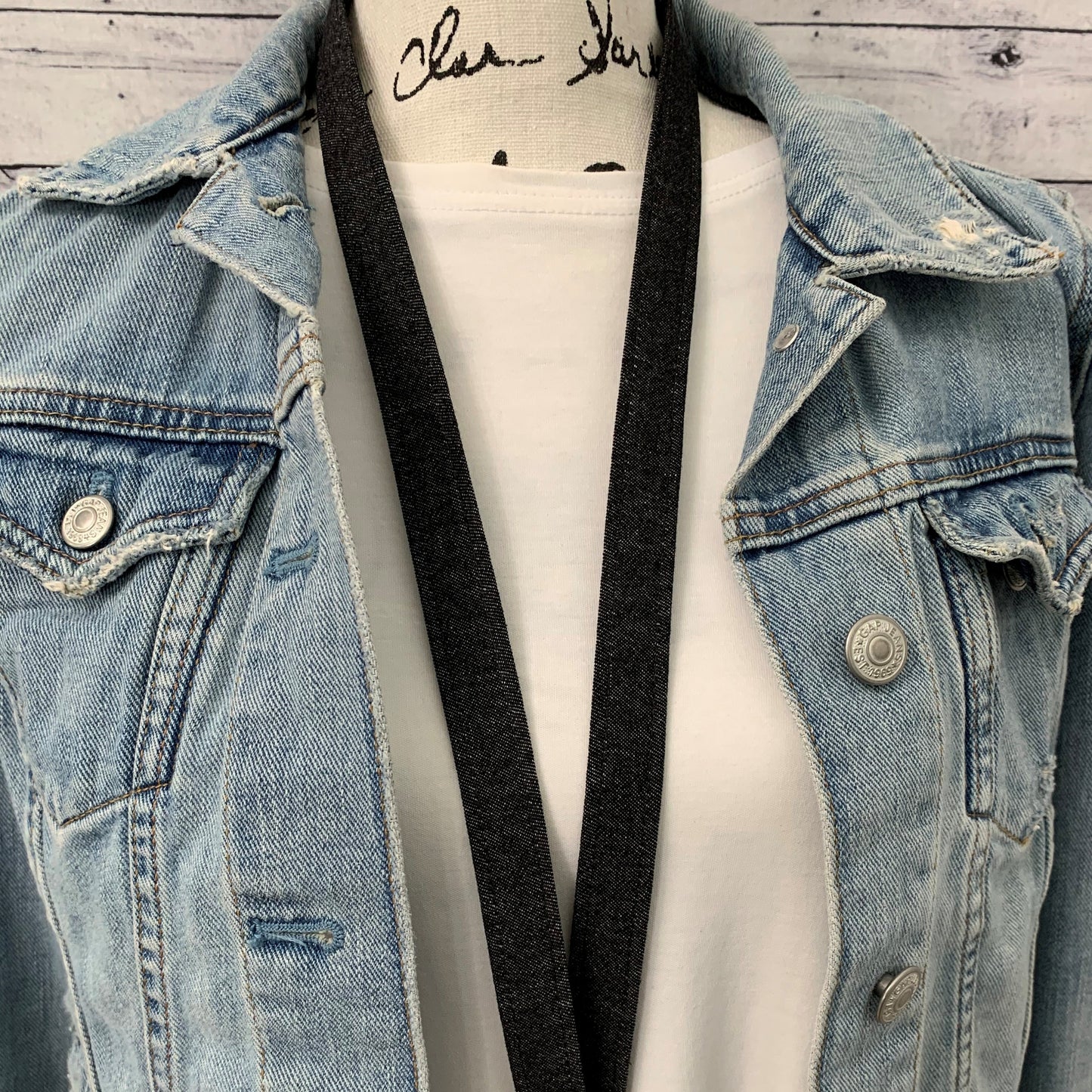 Handmade Denim Lanyard, Black Denim, Popular Right Now, Teacher Lanyard with ID holder, Black Lanyard, Librarian Gifts, Lanyard for Men