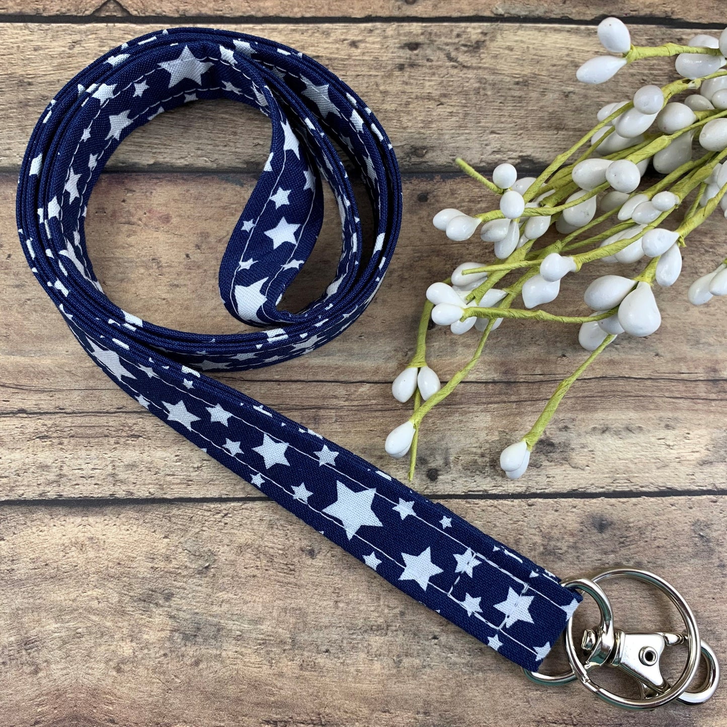 Handmade Stars Lanyard, Cute Lanyard with ID holder, Patriotic Lanyard, Teacher Lanyard with ID holder, Lanyard for keys, Librarian Gifts