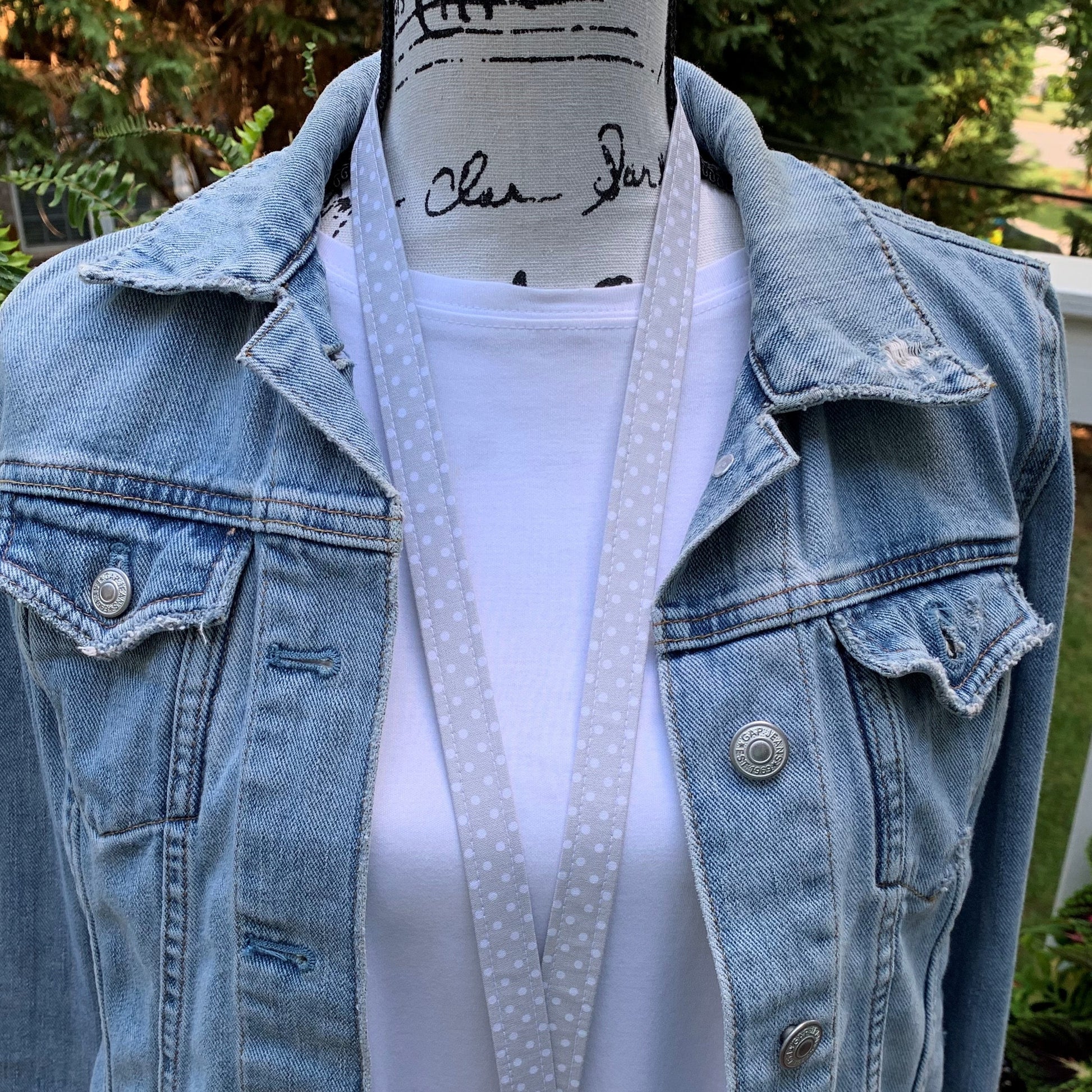 Handmade Polka Dot Lanyard, Cute Lanyard with ID holder, Popular Right Now, Teacher Lanyard with ID holder, Gray Lanyard, Librarian Gifts