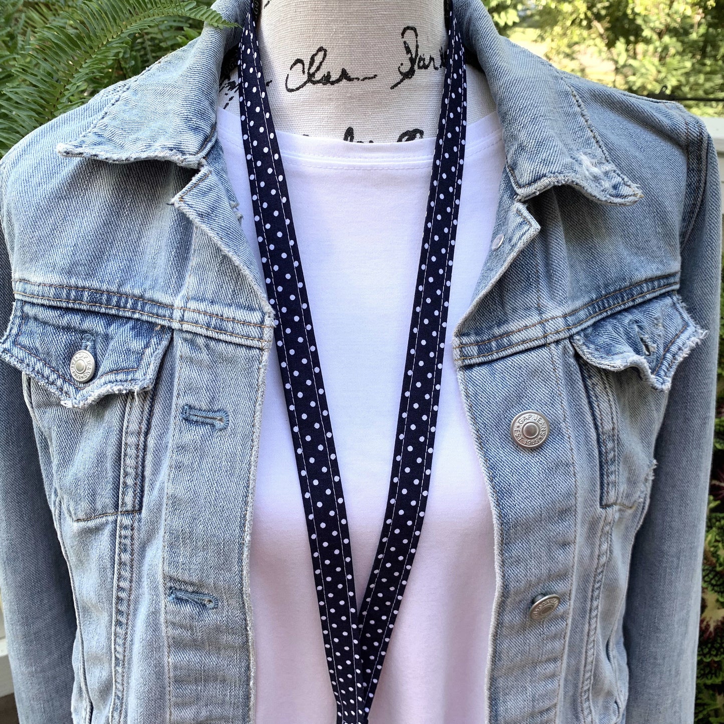 Handmade Polka Dot Lanyard, Cute Lanyard with ID holder, Popular Right Now, Teacher Lanyard with ID holder, Navy Lanyard, Librarian Gifts